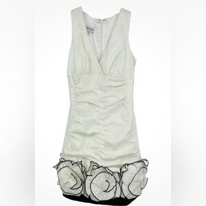 VTG Jessica McClintock Formal Mini Dress White Ruched Sleeveless Stretch 4